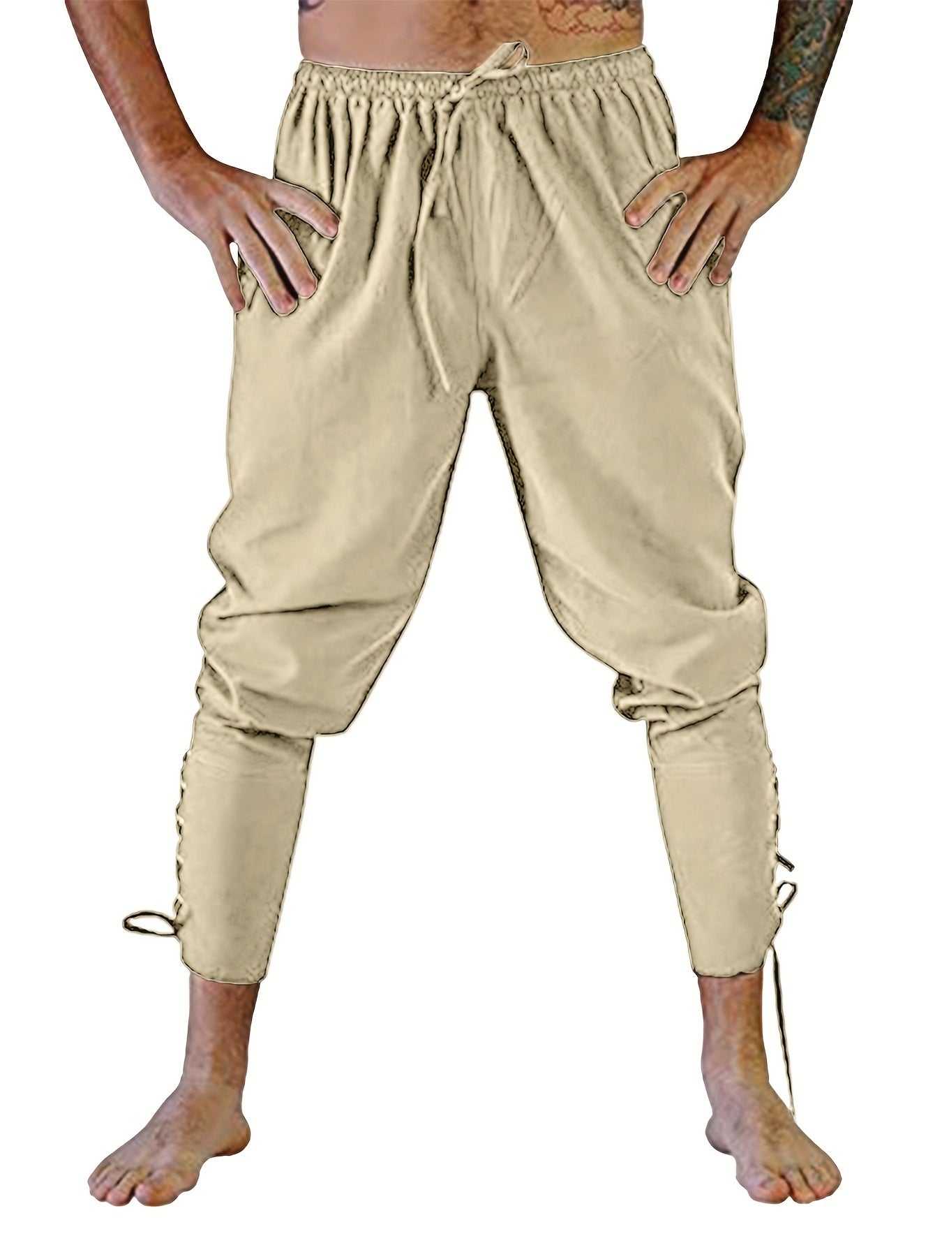 Men's Retro Medieval Renaissance Lace Up Loose Trousers Pants Costume Halloween Party Pirate Cosplay